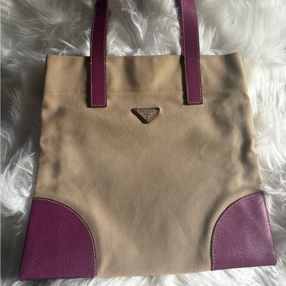 Prada Beige and Pink Tote Bag with Authenticity Card